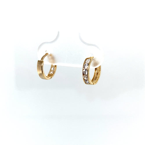 10k Gold Circle Cz Huggies Earrings