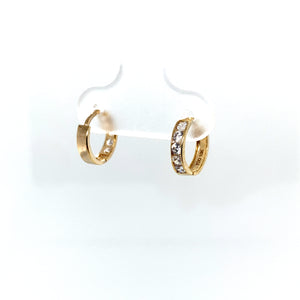 10k Gold Circle Cz Huggies Earrings