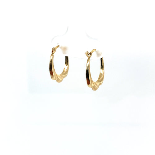10k Gold Drop Cut Hoop Earrings