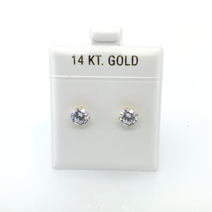 14k Gold Circle Cz Earrings Studs