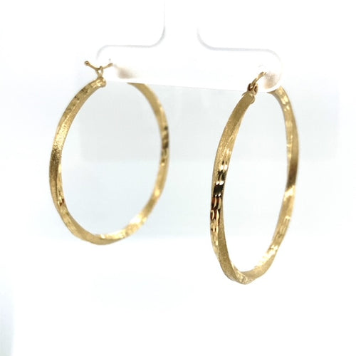 10k Gold Twist Cut Hoop Earrings