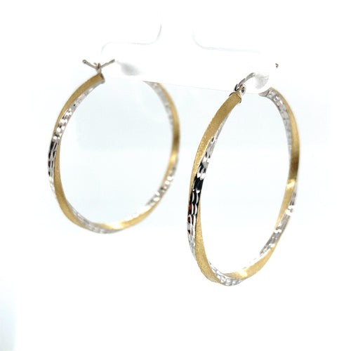10k Gold Diamond Cut Hoop Earrings