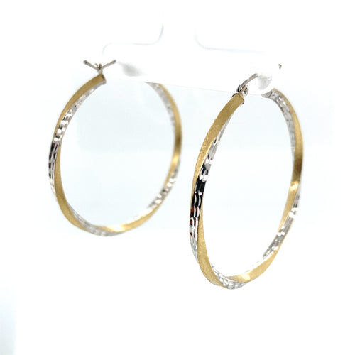 10k Gold Diamond Cut Hoop Earrings