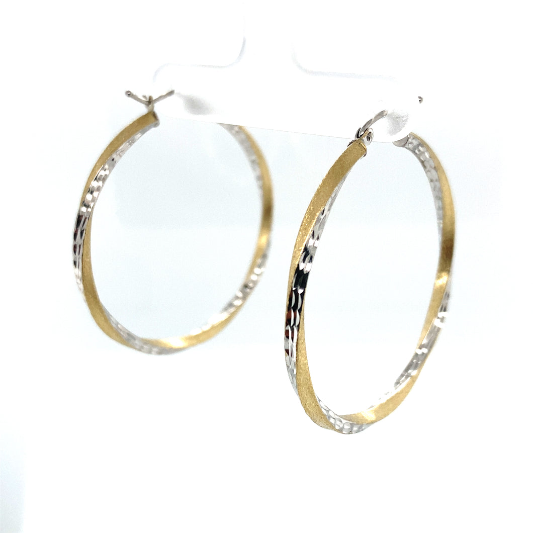 10k Gold Diamond Cut Hoop Earrings