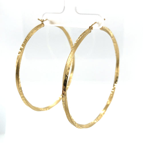 10k Gold Twist Cut Hoop Earrings