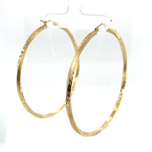10k Gold Twist Cut Hoop Earrings