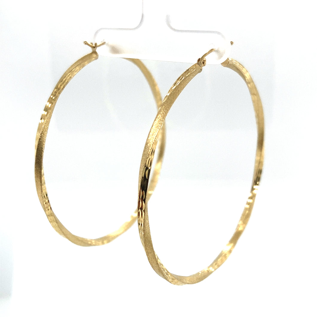 10k Gold Twist Cut Hoop Earrings