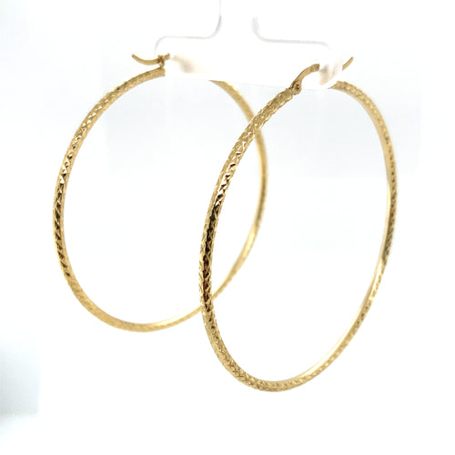 10k Gold Diamond Cut Hoops Earrings