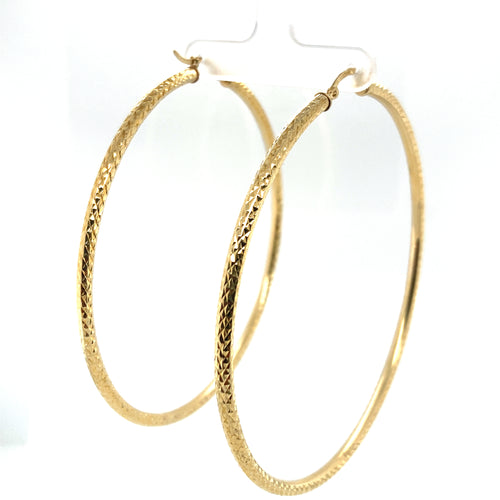 10k Gold Diamond Cut Hoops Earrings