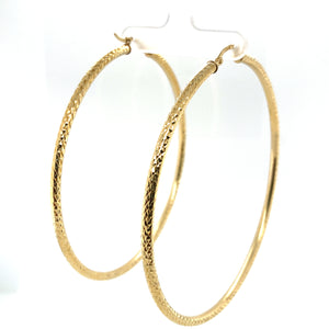 10k Gold Diamond Cut Hoops Earrings