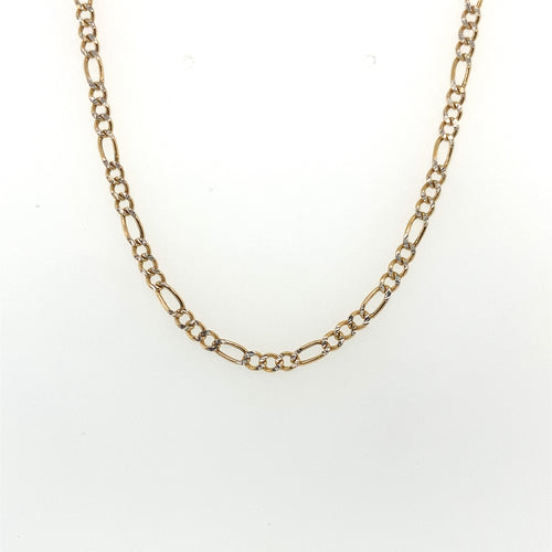 14k Gold Figaro Link Diamond Cut Chain