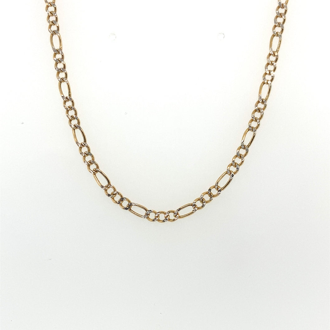 14k Gold Figaro Diamond Cut Chain