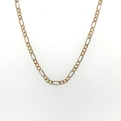 14k Tri Tone Gold Figaro Chain