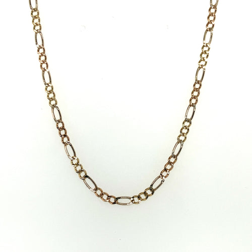 14k Tri Gold Figaro Chain