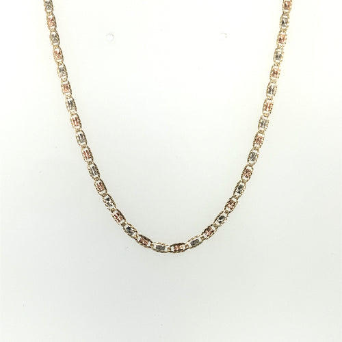 14k Tri Gold Valentino Link Chain