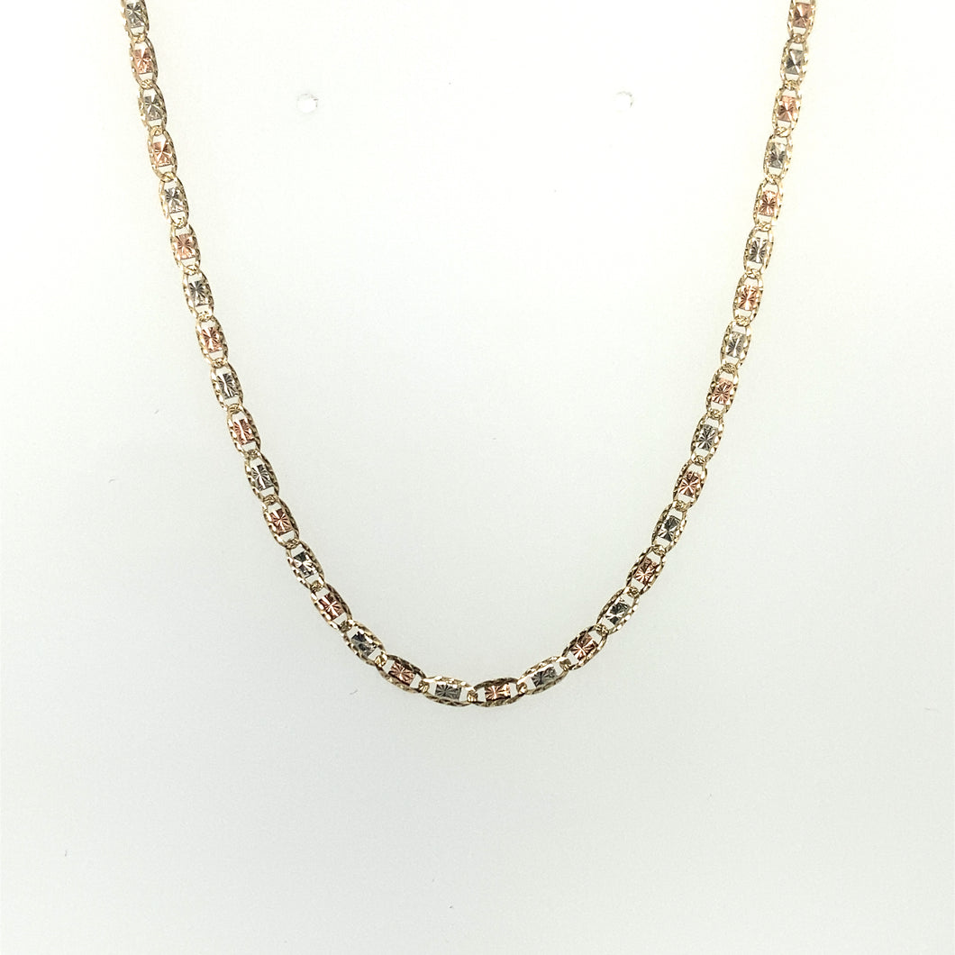 14k Tri Gold Valentino Link Chain
