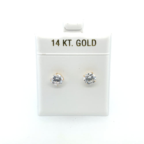 14k White Gold Circle Cz Earrings Studs