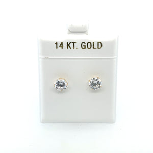14k White Gold Circle Cz Earrings Studs