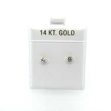 Load image into Gallery viewer, 14k Gold Round Clear Cubic Zirconia Silicone Push-back Stud Earrings