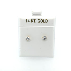 14k Gold Circle Cz Earrings Studs