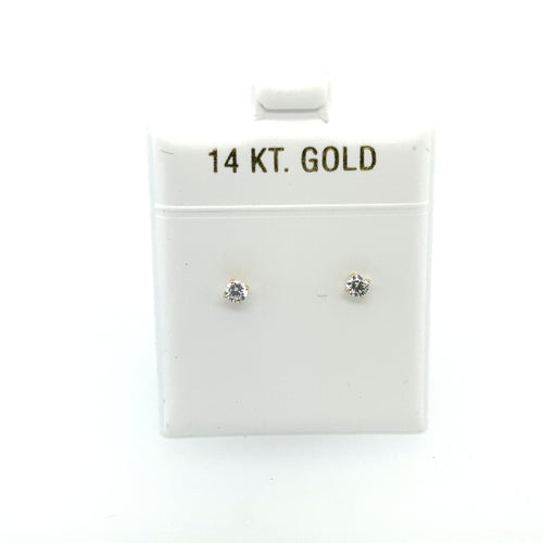 10k Gold Circle Cz Earrings Studs