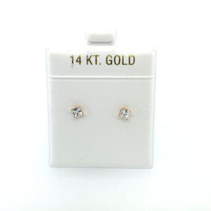 14k Gold Square Cz Earrings Studs