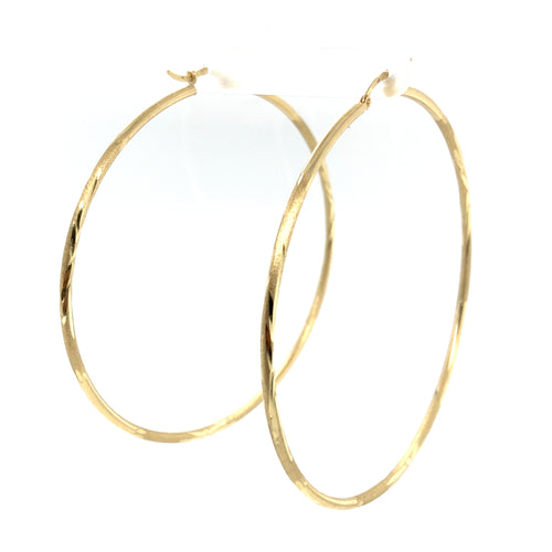 10k Gold Star Diamond Cut Hoop Earrings