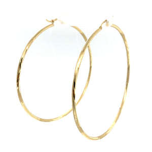 10k Gold Star Diamond Cut Hoop Earrings