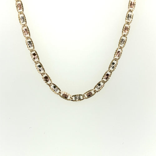 14k Tri Gold Valentino Link Chain