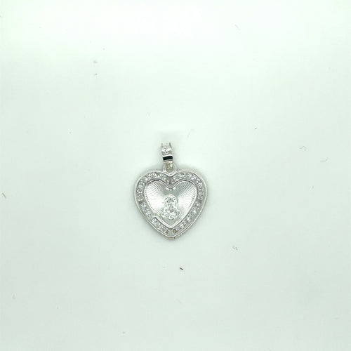 Sterling Silver Sacred Heart of Jesus Heart Cz Pendant