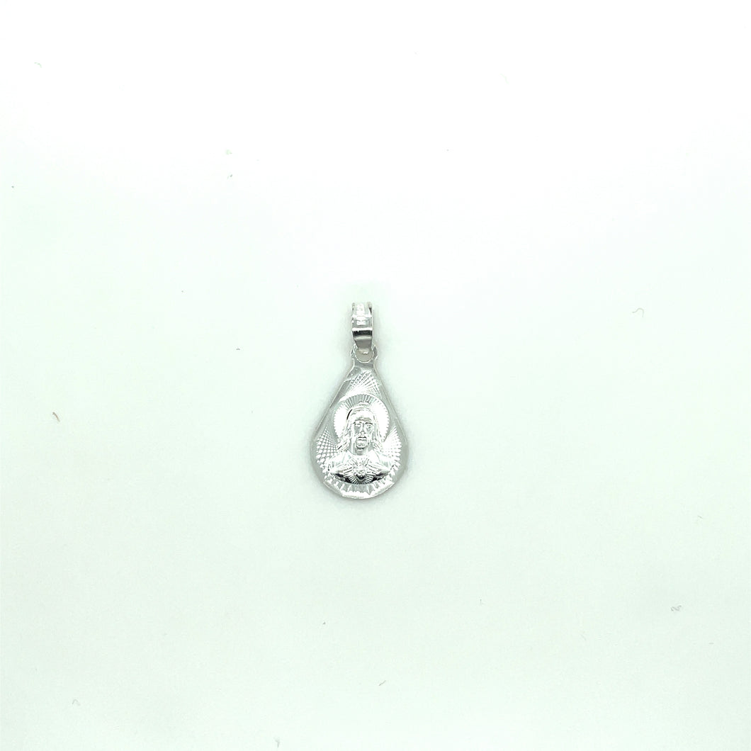 Sterling Silver Our Lady of Guadalupe Drop Pendant