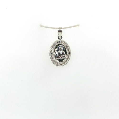 Sterling Silver Saint Jude Cz Pendant