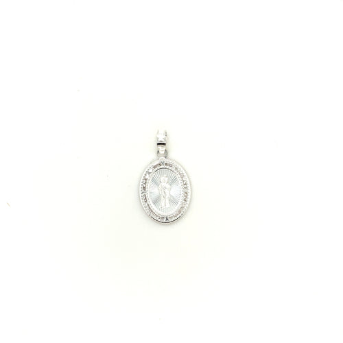 Sterling Silver Saint Jude Cz Pendant