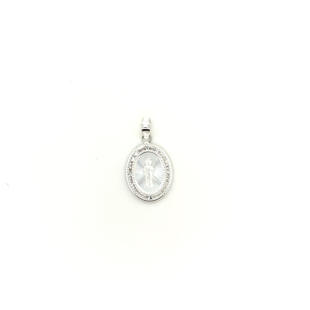 Sterling Silver Saint Jude Cz Pendant