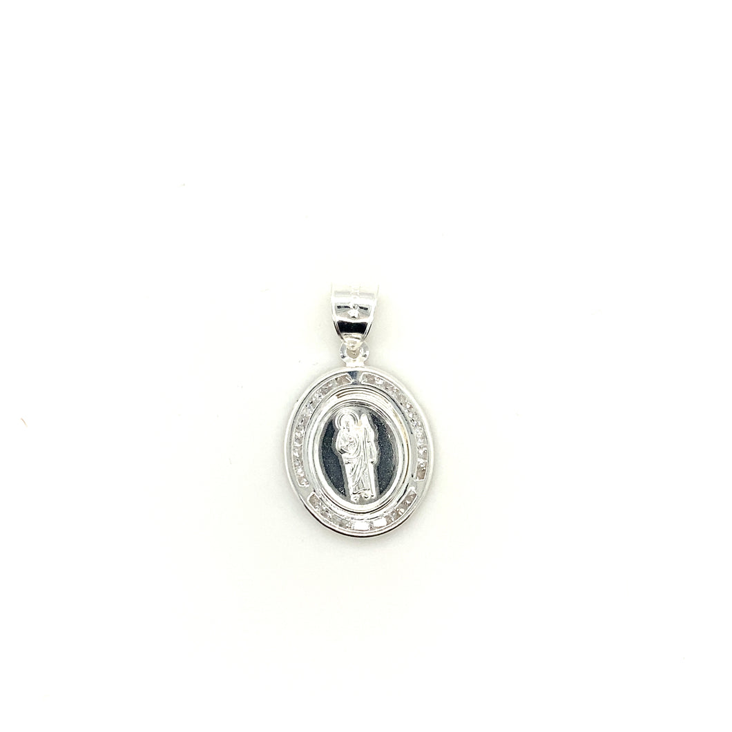 Sterling Silver Saint Jude Cz Pendant