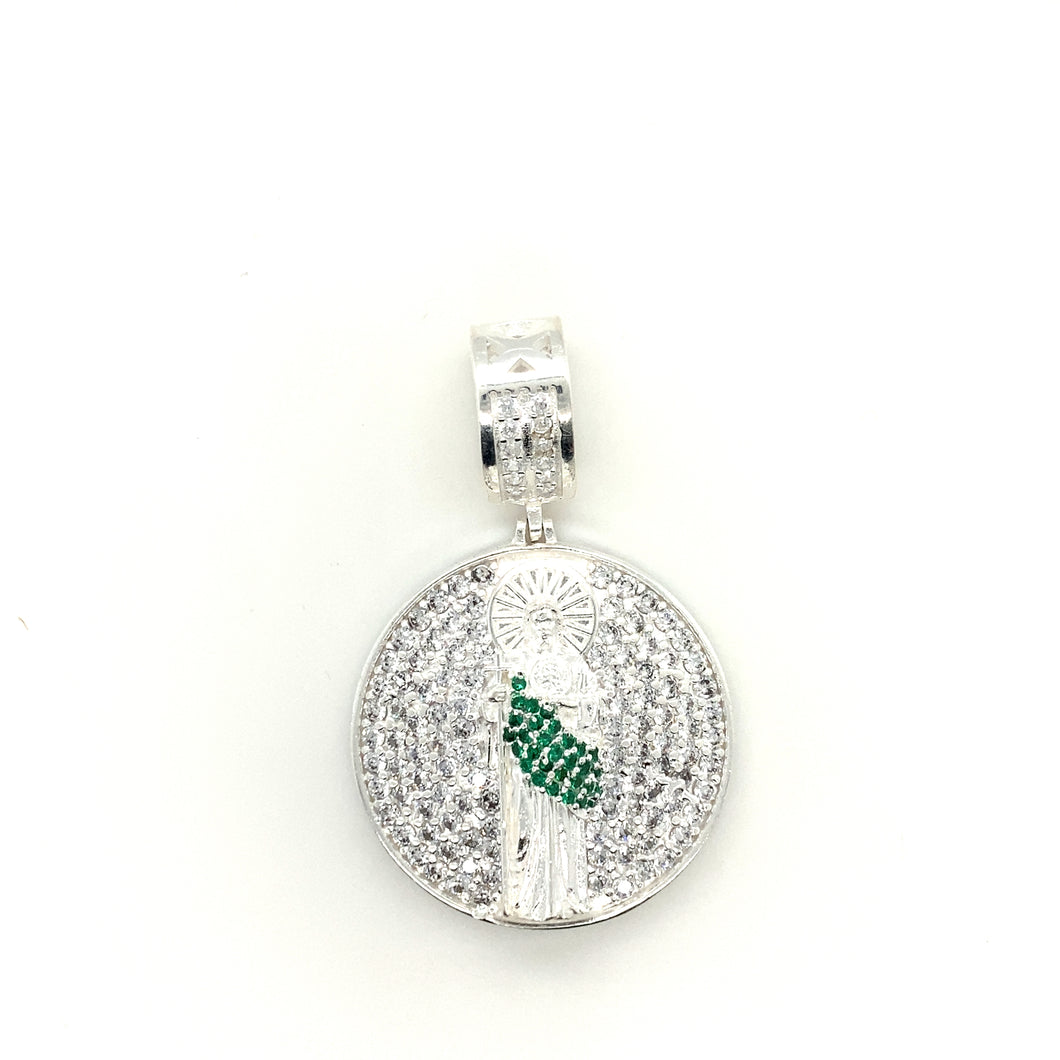 Sterling Silver Saint Jude Cz Pendant