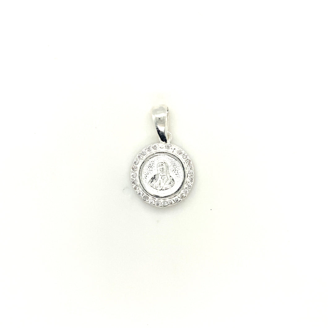Sterling Silver Our Lady of Guadalupe Cz Pendant