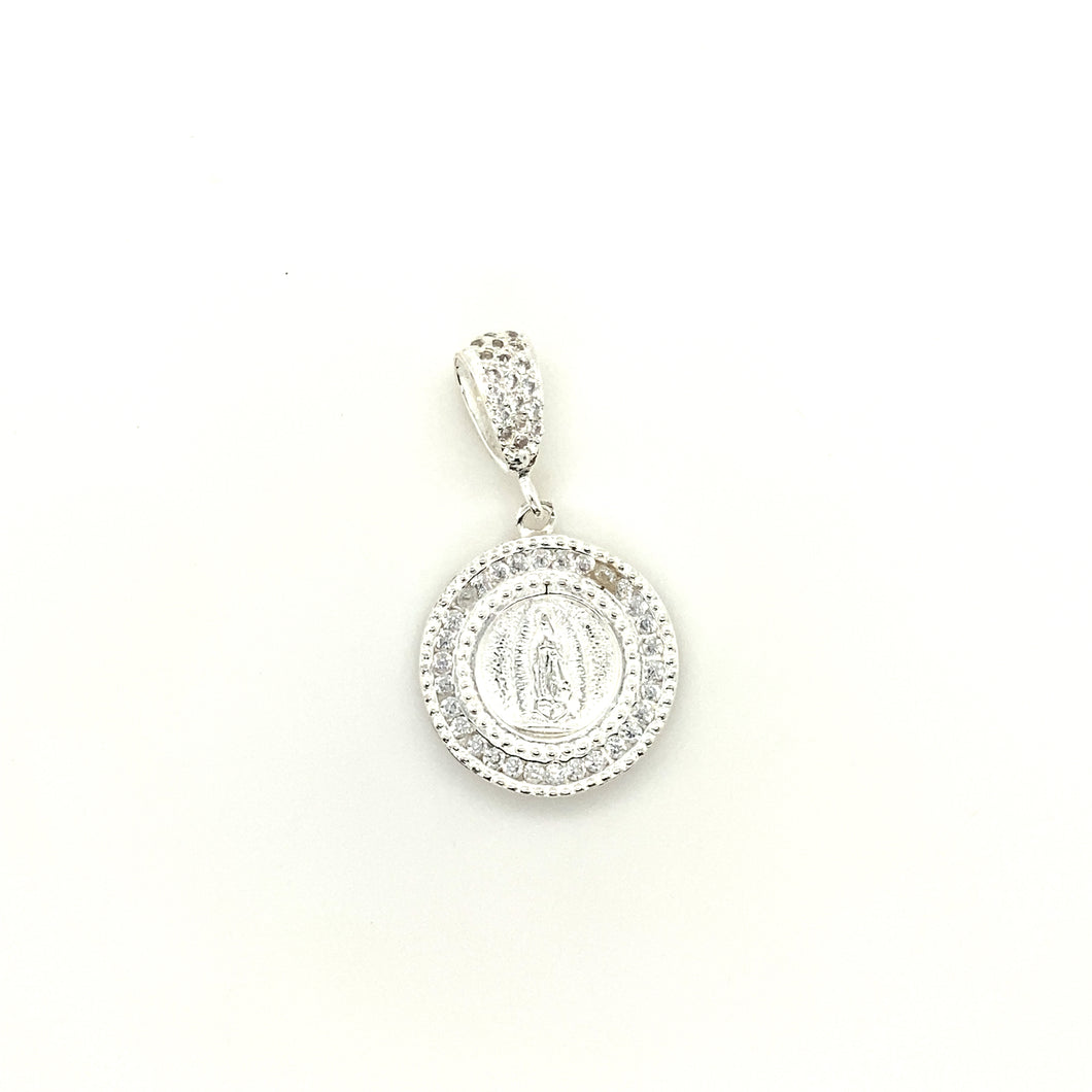 Sterling Silver Our Lady of Guadalupe Cz Pendant