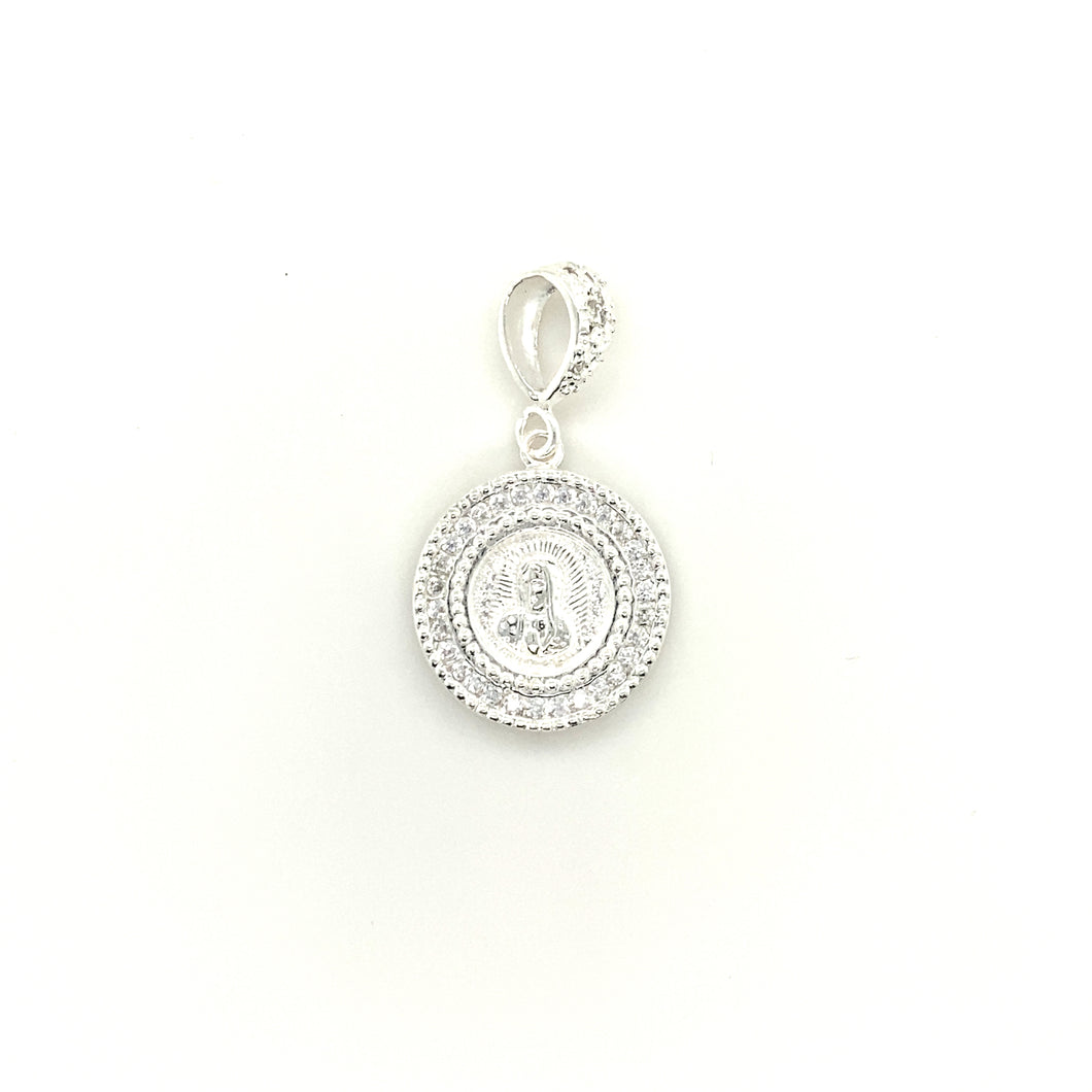 Sterling Silver Our Lady of Guadalupe Cz Pendant