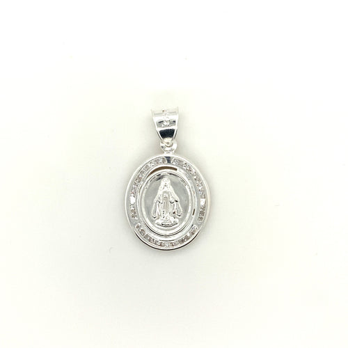 Sterling Silver Our Lady of Guadalupe Cz Pendant