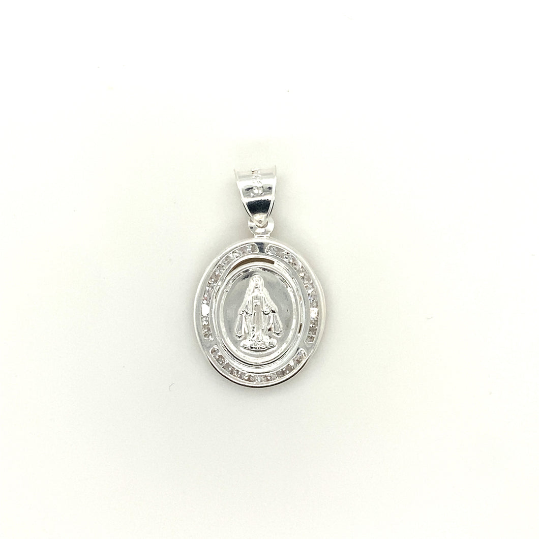 Sterling Silver Our Lady of Guadalupe Cz Pendant