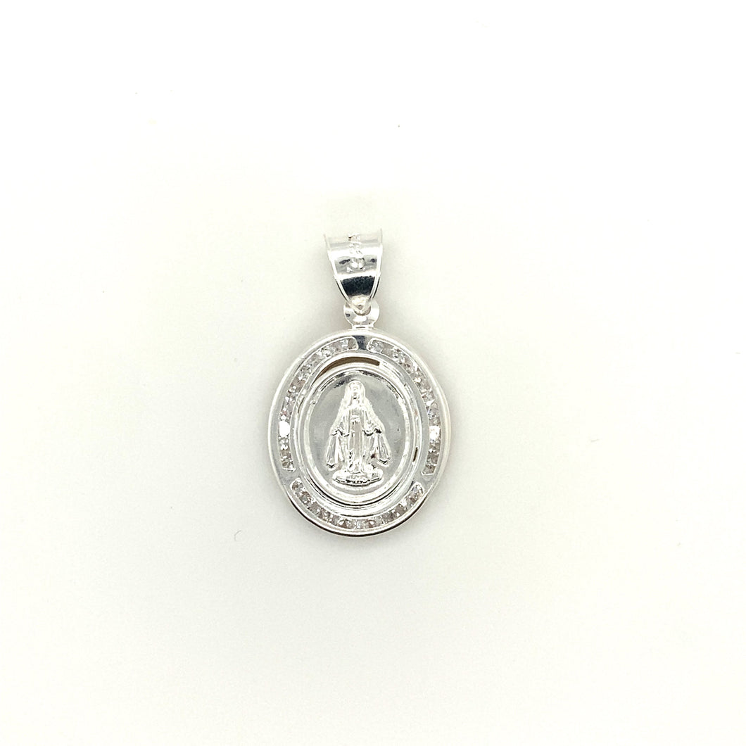 Sterling Silver Our Lady of Guadalupe Cz Pendant