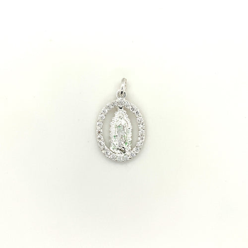 Sterling Silver Our Lady of Guadalupe Cz Pendant