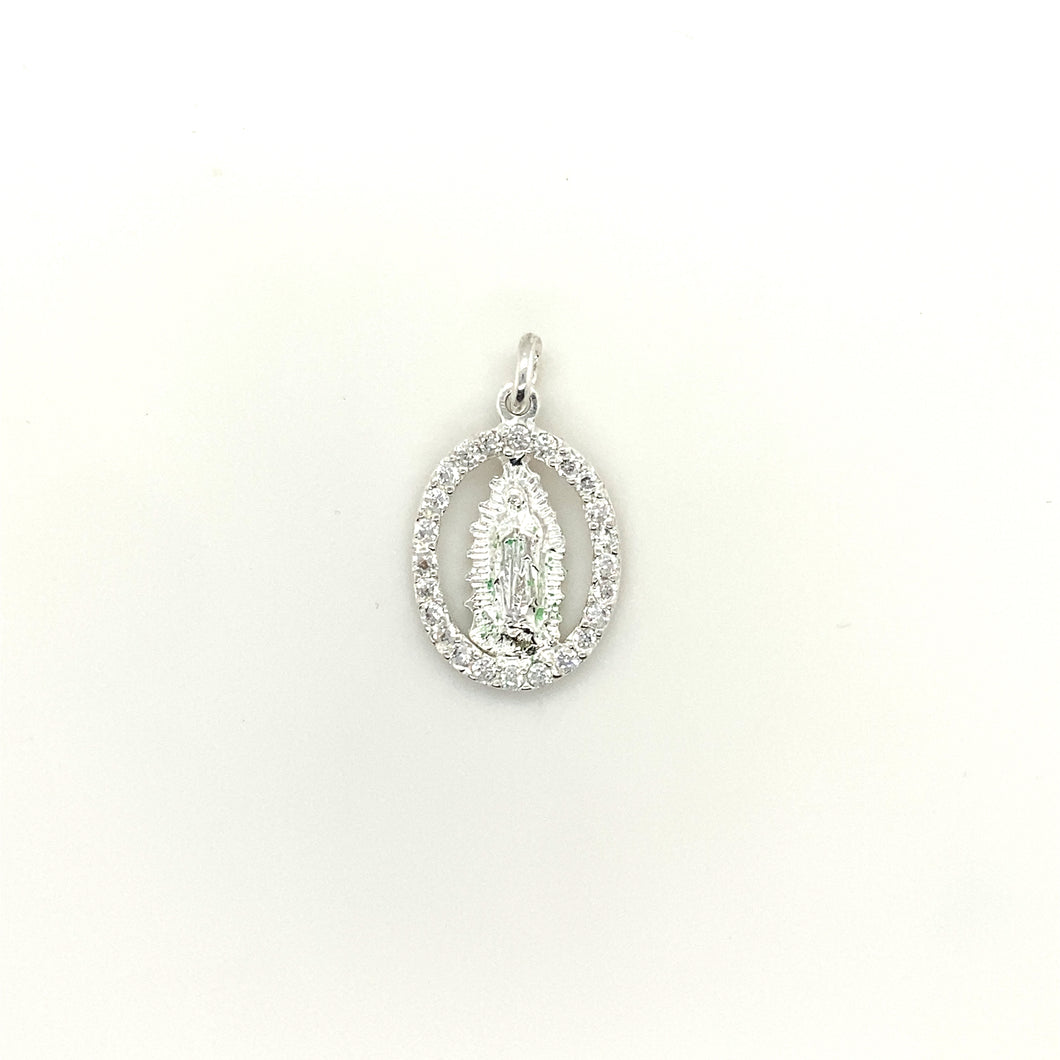 Sterling Silver Our Lady of Guadalupe Cz Pendant