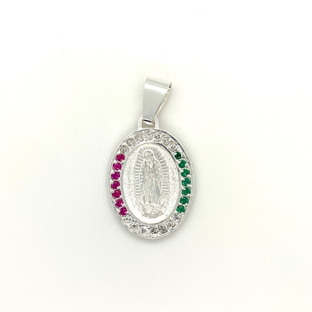 Sterling Silver Our Lady of Guadalupe Cz Pendant