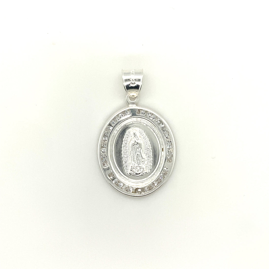 Sterling Silver Our Lady of Guadalupe Cz Pendant