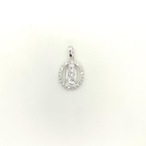 Sterling Silver Our Lady of Guadalupe Cz Pendant
