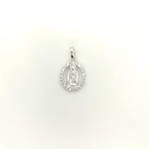 Sterling Silver Our Lady of Guadalupe Cz Pendant