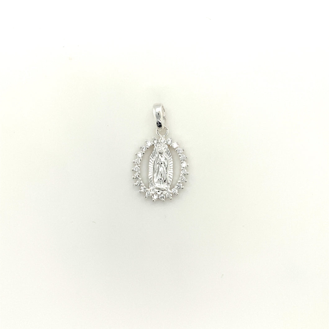 Sterling Silver Our Lady of Guadalupe Cz Pendant