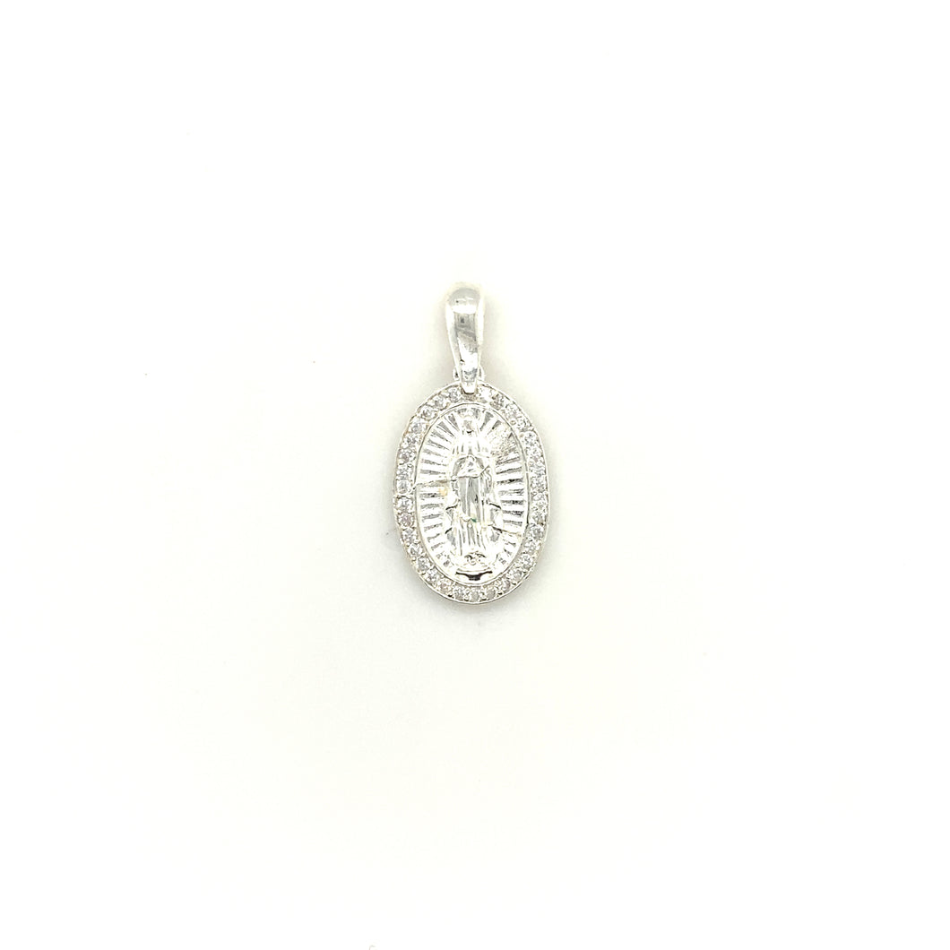 Sterling Silver Our Lady of Guadalupe Cz Pendant